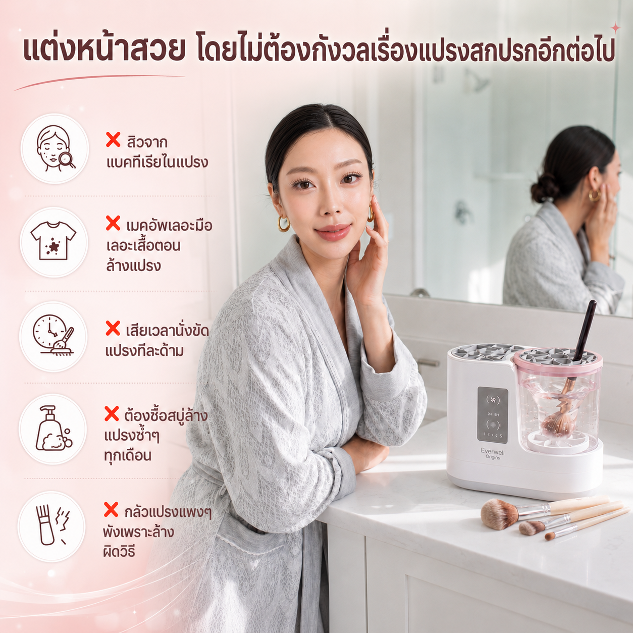 เครื่องล้างอุปกรณ์แต่งหน้าไฟฟ้า Everwell Origins Pro™