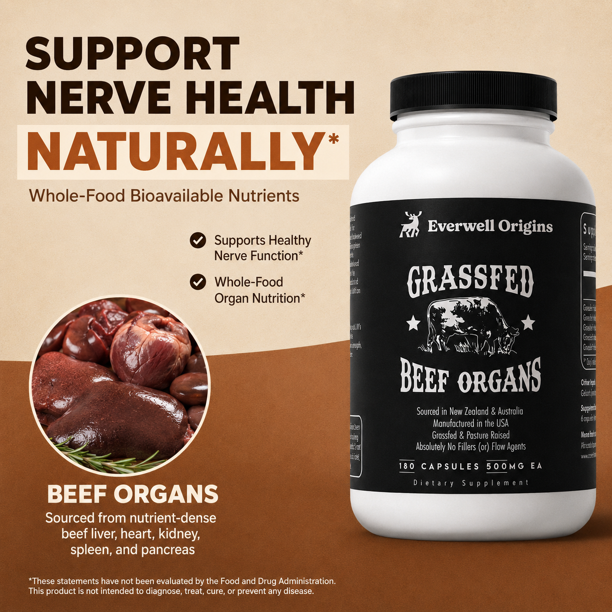 Everwell Beef Organs Capsules To Support Nerve Restoration And Daily Energy*